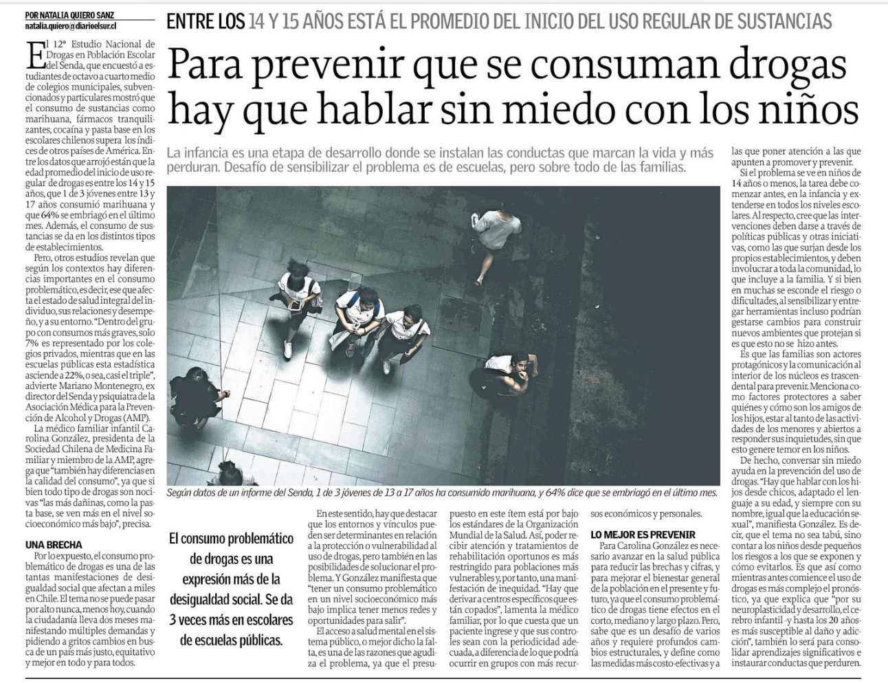 Para prevenir que se consuman drogas hay que hablar sin miedo con los